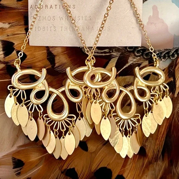 🌺🎉HP🎉🌺 NWT Anthropologie Gold Scroll Chandeliers - Picture 3 of 16